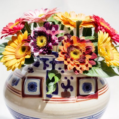 Gerbera Bouquet Vase Photo QR Code Art