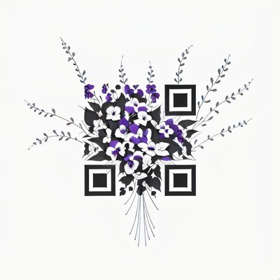 Violet Wisteria Bouquet Ink Tattoo QR Code for Temporary Tattoos