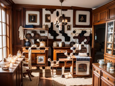 Antique Shop Interior Photorealistic Candle QR Code for Storefront Displays