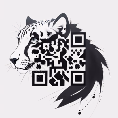 猎豹墨线纹身二维码艺术,适合临时纹身 — 图片 1