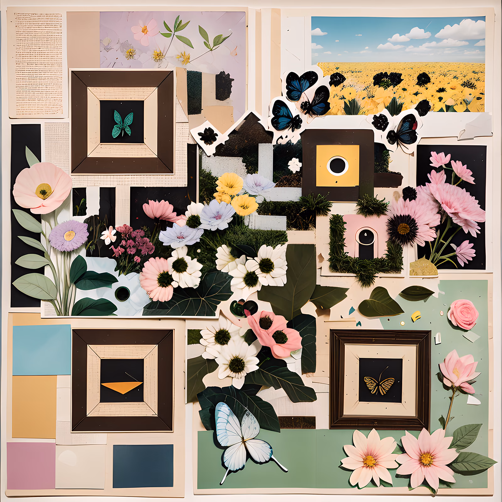 Floral Butterfly Paper Collage QR Code Art — image 1