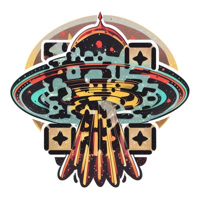 UFO Tractor Beam Vector QR Code for Stickers