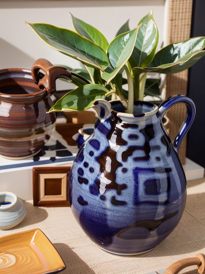 Cobalt Ceramic Jug Photo QR Code Art