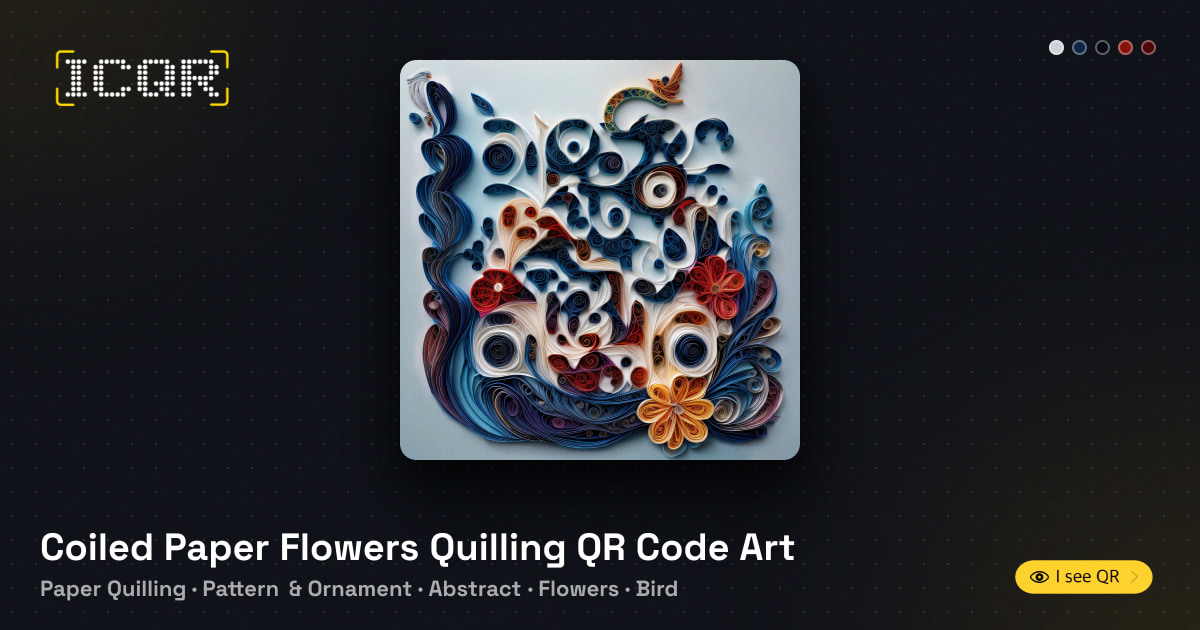 Coiled Paper Flowers Quilling QR Code Art • ICQR