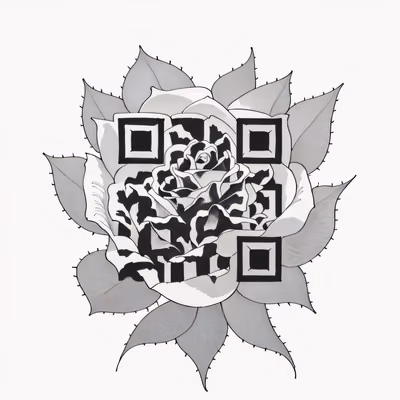 Black and White Rose Tattoo Flowers QR Code for Temporary Tattoos — image 1