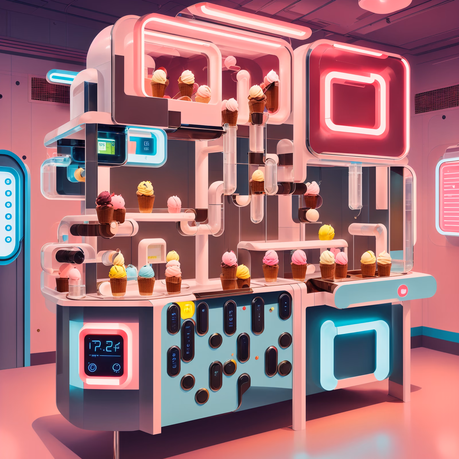 Ретрофутуристичная станция мороженого: QR-код для постеров — изображение 1