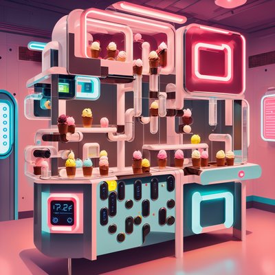 Ретрофутуристичная станция мороженого: QR-код для постеров