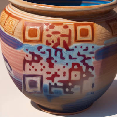 Глазурованный керамический горшок: гончарный QR-код — изображение 1