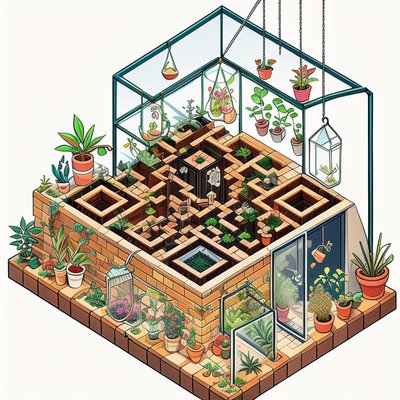 Isometric Greenhouse Plant Room QR Code for Posters