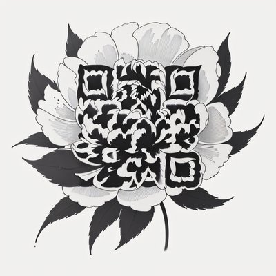 Peony Ink Tattoo Flowers QR Code for Temporary Tattoos