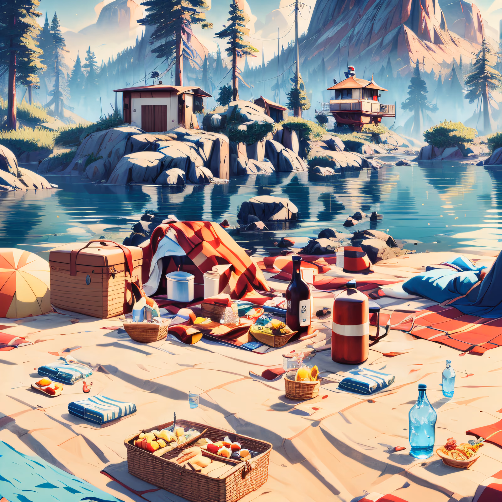 Lakeside Picnic Game Art QR Code for Posters — image 1