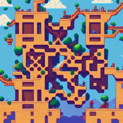 Pixel Art Platformer Level Game World QR Code for Posters
