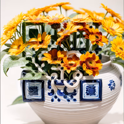 Marigold Vase Pottery Photo QR Code Art — image 1