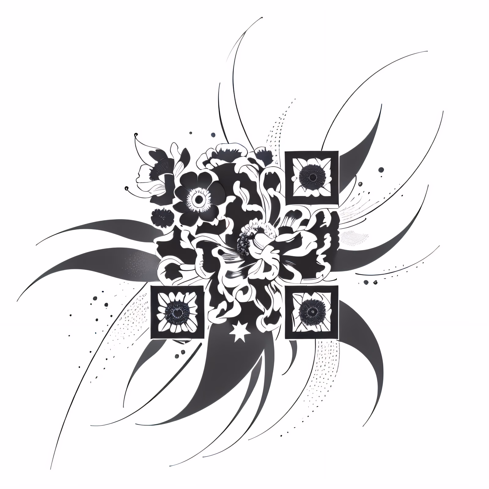 Anemone Flower Tattoo Ink QR Code for Temporary Tattoos — image 1