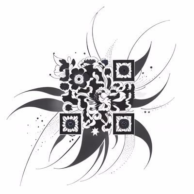 Anemone Flower Tattoo Ink QR Code for Temporary Tattoos — image 1