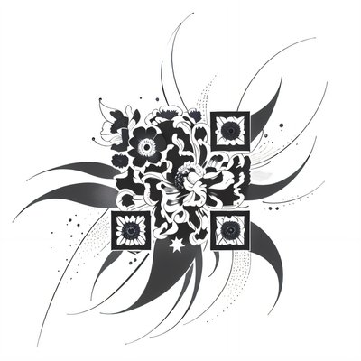 Anemone Flower Tattoo Ink QR Code for Temporary Tattoos