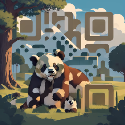 Panda Under Tree Flat Vector QR Code Art — image 1