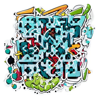 Graffiti Lettering Sticker Style Abstract QR Code for Stickers