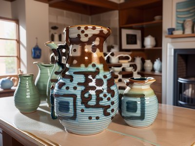 Glazed Ceramic Jug Photorealistic QR Code Art