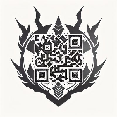 Runic Crest Tattoo Style QR Code for Temporary Tattoos