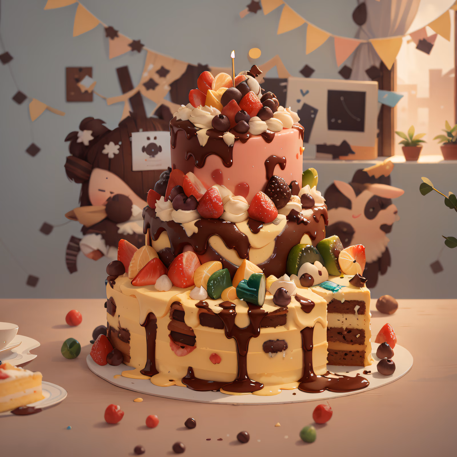 Birthday Cake 3D Render Dessert QR Code for Restaurant Menus — image 1