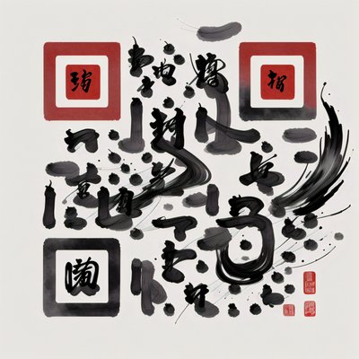 水墨书法汉字二维码艺术