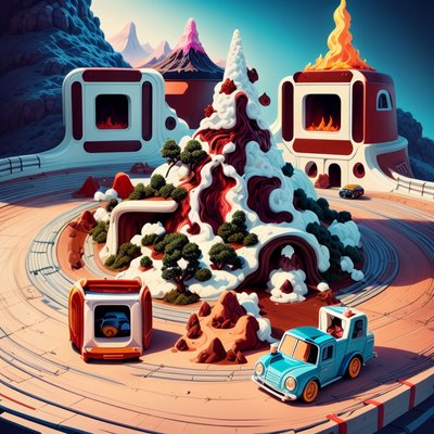 Toy Car Volcano Raceway QR Code for Posters