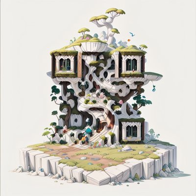 Домик на дереве на острове: игровой QR-код для постеров