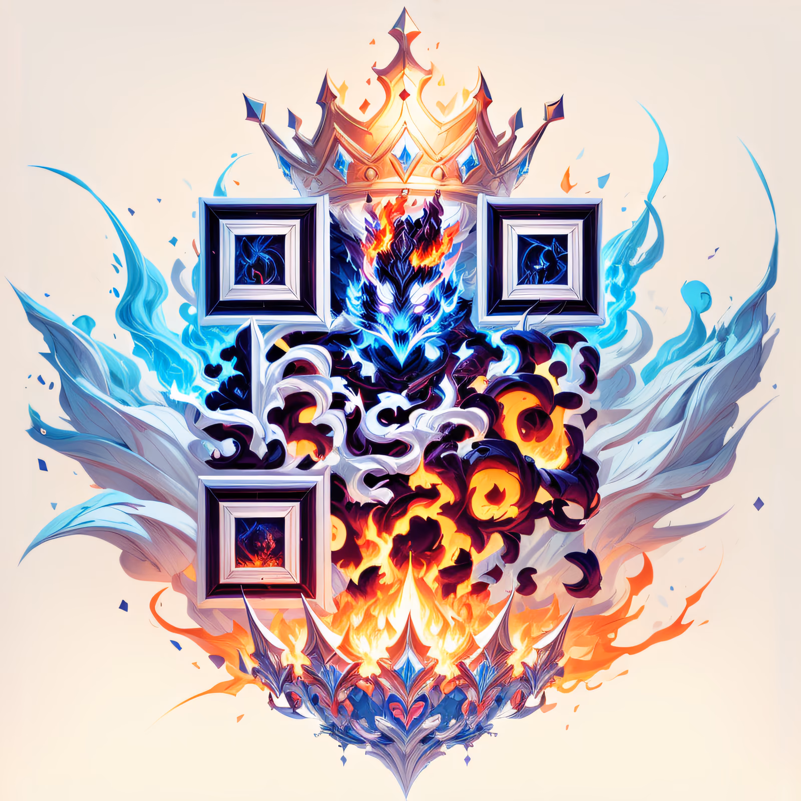 Горящая корона и пламя, игровой QR-код для стикеров — изображение 1