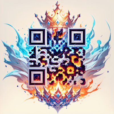 Burning Crown Flame Game Art QR Code for Stickers