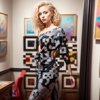 Blonde Woman Art Gallery Portrait QR Code for Posters