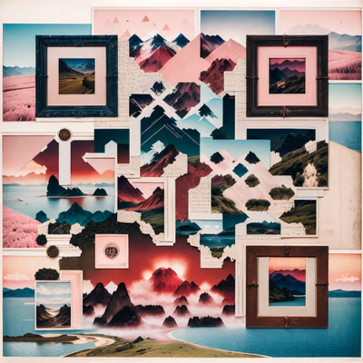 Фотоколлаж с горным озером в тонировке: QR-код арт — изображение 1