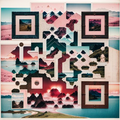Tinted Mountain Lake Photo Collage QR Code Art