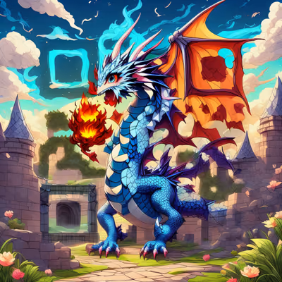 Blue Dragon Castle Fantasy QR Code for Posters — image 1