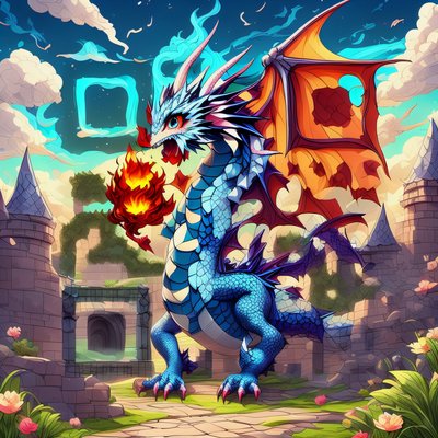 Blue Dragon Castle Fantasy QR Code for Posters