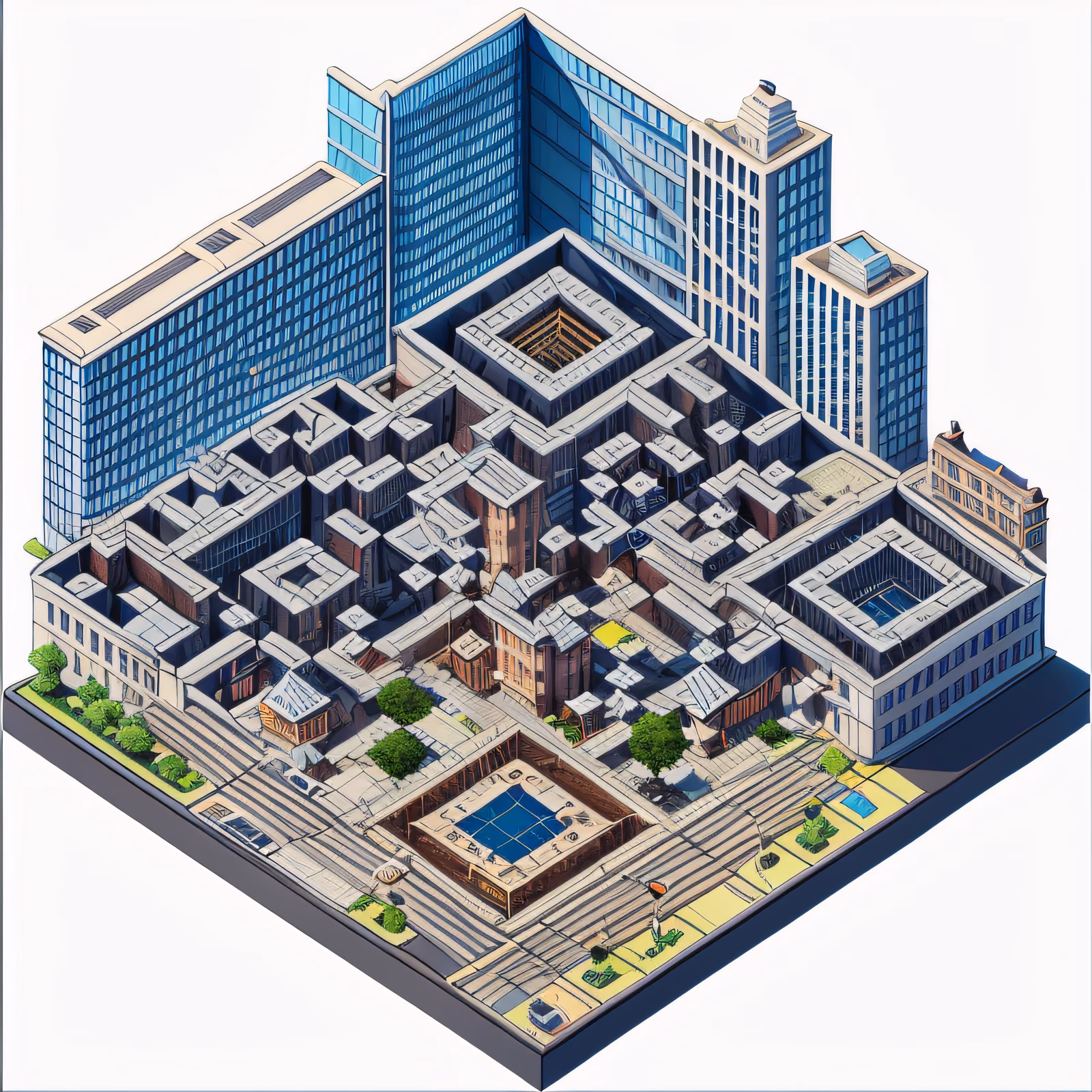等距城市街区3D二维码艺术 — 图片 1