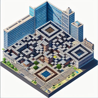 Isometric City Block 3D QR Code Art
