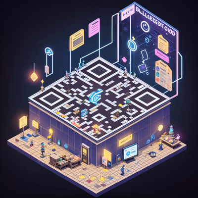 Isometric Fantasy Quest Board Plaza QR Code for Posters — image 1