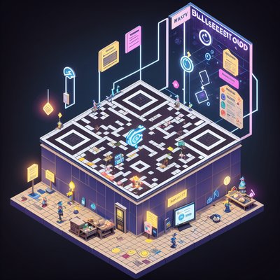 Isometric Fantasy Quest Board Plaza QR Code for Posters