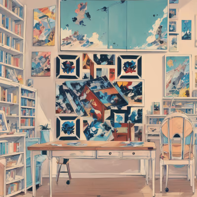 Comic Studio Interior Illustration QR Code Art — image 1