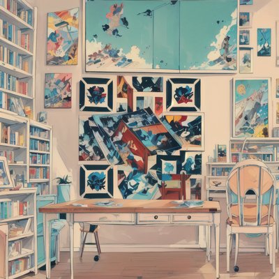 Comic Studio Interior Illustration QR Code Art