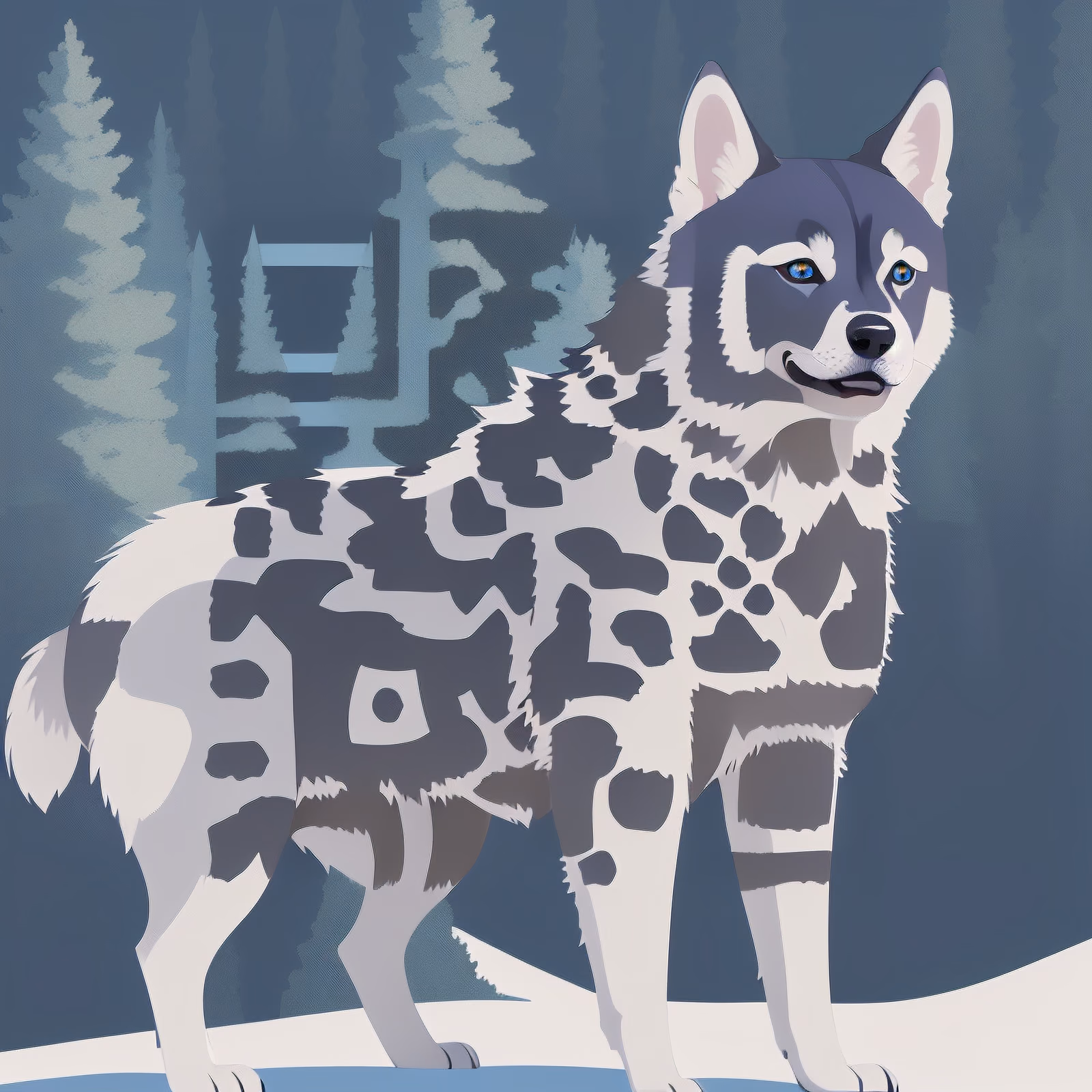Husky in Snowy Pines Vector QR Code for Posters — image 1
