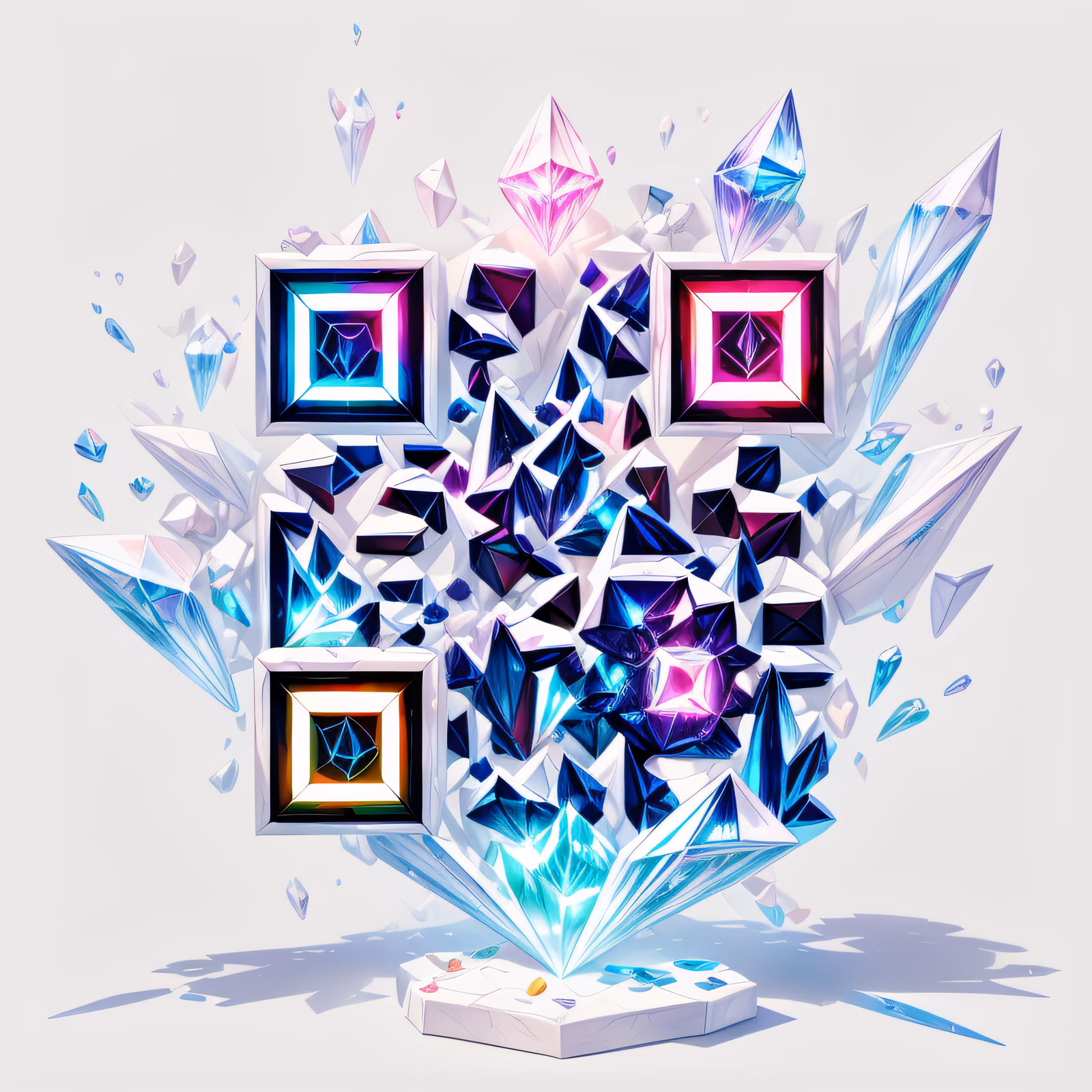 Rainbow Crystal Cluster Game Art QR Code for Stickers — image 1