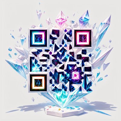 Rainbow Crystal Cluster Game Art QR Code for Stickers