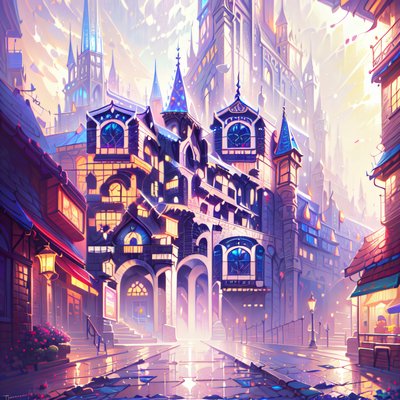 Fantasy Spired Town Street QR Code for Posters