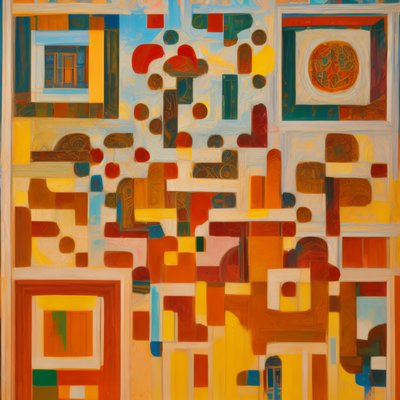 Abstract Building Facade Painting QR Code Art