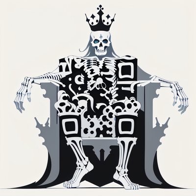 Skeleton King Bone Throne Ink QR Code for Apparel