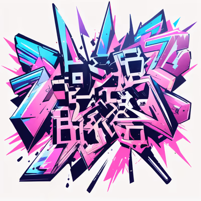 Pink Cyan Graffiti Lettering Abstract QR Code for Stickers — image 1