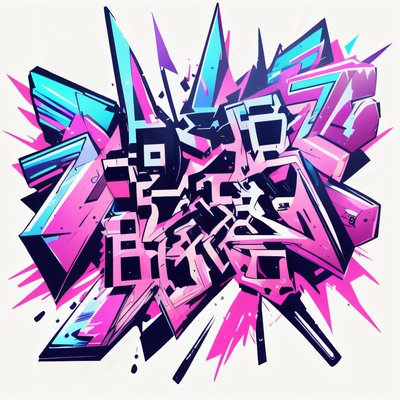 Pink Cyan Graffiti Lettering Abstract QR Code for Stickers