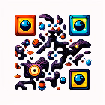 Alien Eyeball Creatures Cartoon QR Code for Stickers — image 1